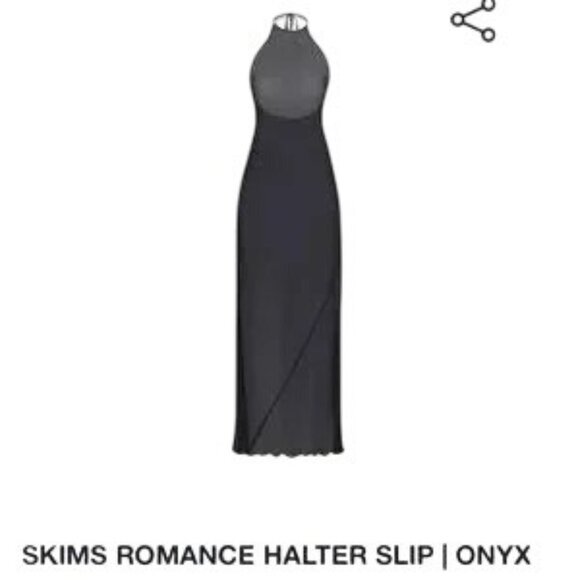 SKIMS Romance Chiffon Halter Silk Slip Dress Onyx 4X - Picture 1 of 11